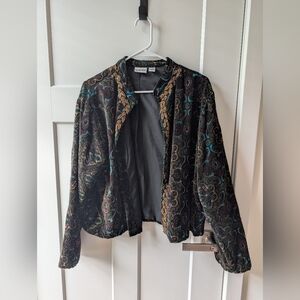 Chico's Black Velvet Embroidered Jacket - Multicolor Accents